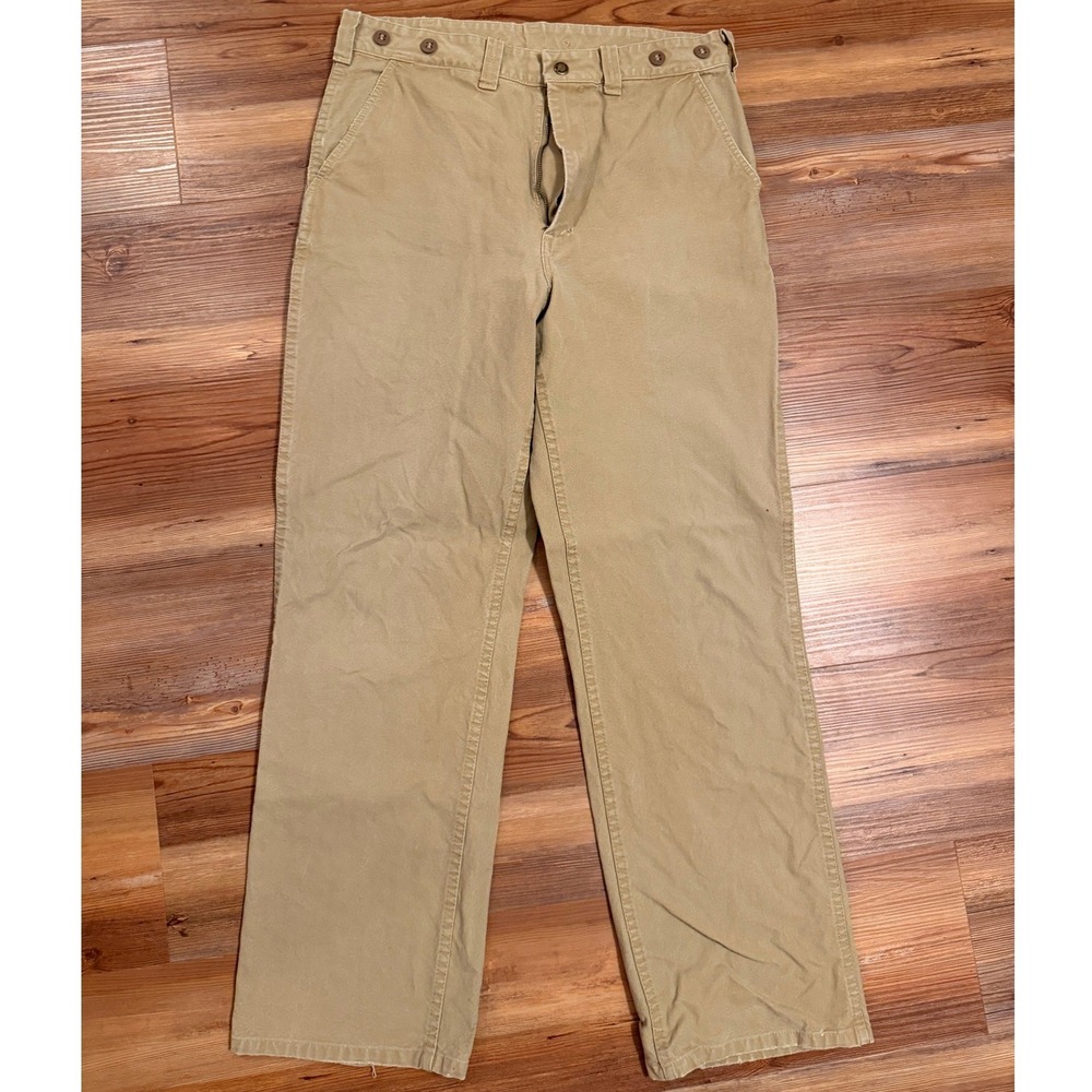 Filson Style 79 Men Tan Cotton Canvas Work Pants Made in USA Khaki 34x31